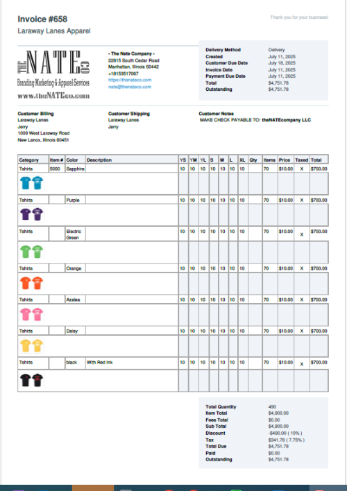 IMAGE OF BULK ORDER INVOICE 658