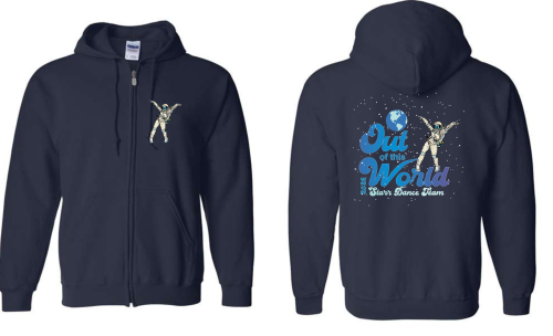 phrase OUT OF THIS WORLD WITH AN ASTRANUAT DANCING